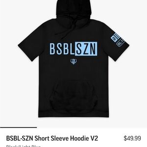 BSBL-SZN Black and Light Blue Short Sleeve Hoodie